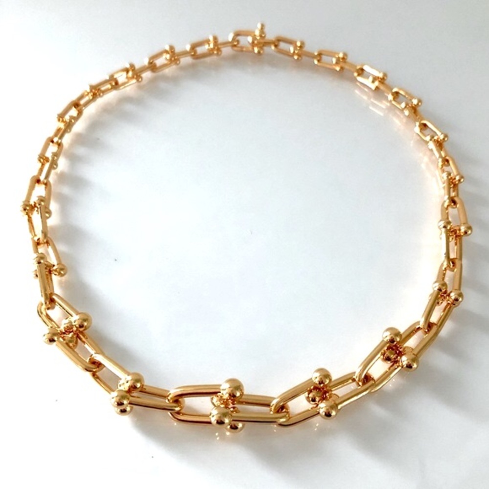 Gold Hardware Graduated Link U Necklace
